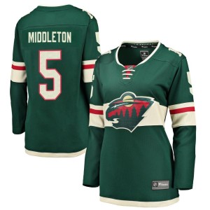 Minnesota Wild Jacob Middleton Official Green Fanatics Branded Breakaway Women's Home NHL Hockey Jersey