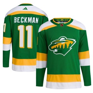 Minnesota Wild Adam Beckman Official Green Adidas Authentic Youth Reverse Retro 2.0 NHL Hockey Jersey