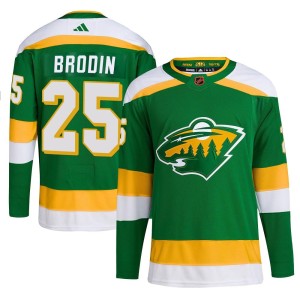 Minnesota Wild Jonas Brodin Official Green Adidas Authentic Youth Reverse Retro 2.0 NHL Hockey Jersey