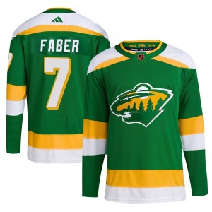 Minnesota Wild Brock Faber Official Green Adidas Authentic Youth Reverse Retro 2.0 NHL Hockey Jersey