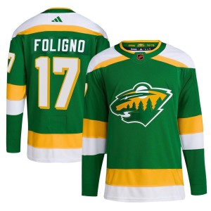 Minnesota Wild Marcus Foligno Official Green Adidas Authentic Youth Reverse Retro 2.0 NHL Hockey Jersey