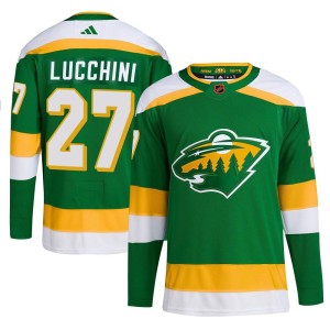 Minnesota Wild Jacob Lucchini Official Green Adidas Authentic Youth Reverse Retro 2.0 NHL Hockey Jersey