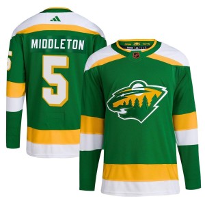 Minnesota Wild Jake Middleton Official Green Adidas Authentic Youth Reverse Retro 2.0 NHL Hockey Jersey