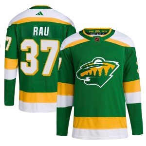 Minnesota Wild Kyle Rau Official Green Adidas Authentic Youth Reverse Retro 2.0 NHL Hockey Jersey