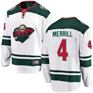 Minnesota Wild Jon Merrill Official White Fanatics Branded Breakaway Adult Away NHL Hockey Jersey