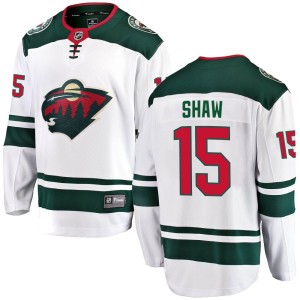 Minnesota Wild Mason Shaw Official White Fanatics Branded Breakaway Adult Away NHL Hockey Jersey