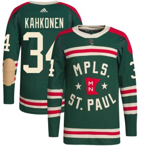 Minnesota Wild Kaapo Kahkonen Official Green Adidas Authentic Adult 2022 Winter Classic Player NHL Hockey Jersey