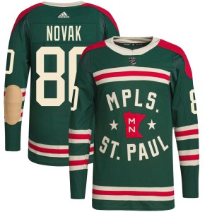 Minnesota Wild Pavel Novak Official Green Adidas Authentic Adult 2022 Winter Classic Player NHL Hockey Jersey