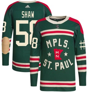 Minnesota Wild Mason Shaw Official Green Adidas Authentic Adult 2022 Winter Classic Player NHL Hockey Jersey