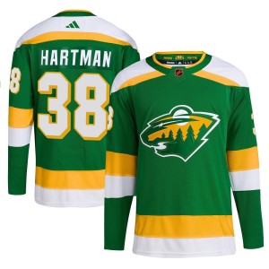 Minnesota Wild Ryan Hartman Official Green Adidas Authentic Adult Reverse Retro 2.0 NHL Hockey Jersey