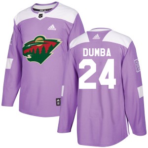 Minnesota Wild Matt Dumba Official Purple Adidas Authentic Adult Fights Cancer Practice NHL Hockey Jersey