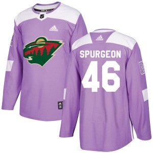 Minnesota Wild Jared Spurgeon Official Purple Adidas Authentic Adult Fights Cancer Practice NHL Hockey Jersey