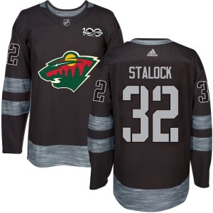 Minnesota Wild Alex Stalock Official Black Adidas Authentic Adult 1917-2017 100th Anniversary NHL Hockey Jersey