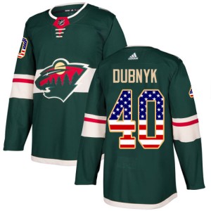 Minnesota Wild Devan Dubnyk Official Green Adidas Authentic Youth USA Flag Fashion NHL Hockey Jersey