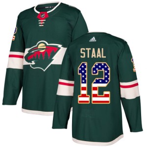 Minnesota Wild Eric Staal Official Green Adidas Authentic Adult USA Flag Fashion NHL Hockey Jersey