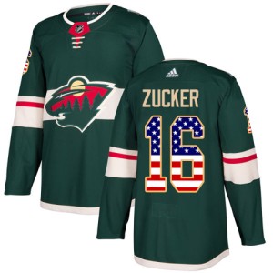 Minnesota Wild Jason Zucker Official Green Adidas Authentic Youth USA Flag Fashion NHL Hockey Jersey