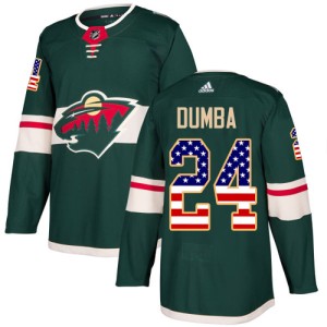 Minnesota Wild Matt Dumba Official Green Adidas Authentic Adult USA Flag Fashion NHL Hockey Jersey