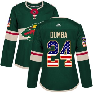 Minnesota Wild Matt Dumba Official Green Adidas Authentic Women's USA Flag Fashion NHL Hockey Jersey