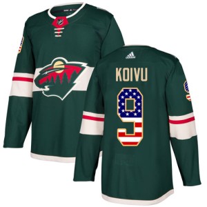 Minnesota Wild Mikko Koivu Official Green Adidas Authentic Youth USA Flag Fashion NHL Hockey Jersey