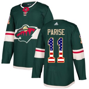 Minnesota Wild Zach Parise Official Green Adidas Authentic Adult USA Flag Fashion NHL Hockey Jersey